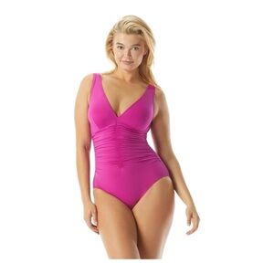 Coco Reef Contours Solitare V-Neck Tummy-Control One-Piece Swimsuit NWT